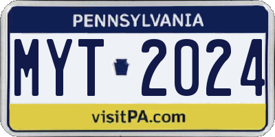 PA license plate MYT2024