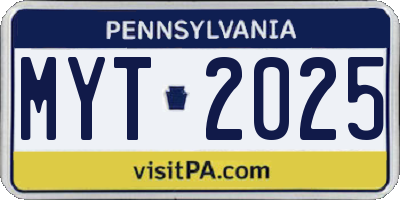 PA license plate MYT2025