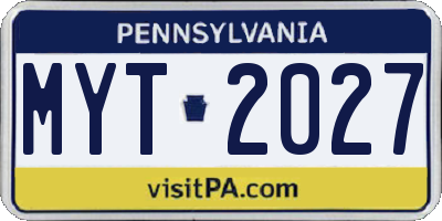 PA license plate MYT2027