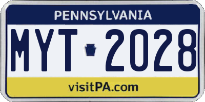 PA license plate MYT2028