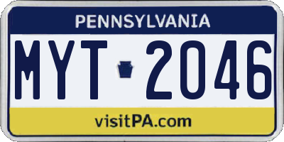 PA license plate MYT2046