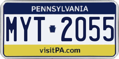 PA license plate MYT2055