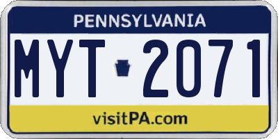PA license plate MYT2071