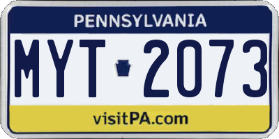 PA license plate MYT2073