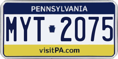 PA license plate MYT2075