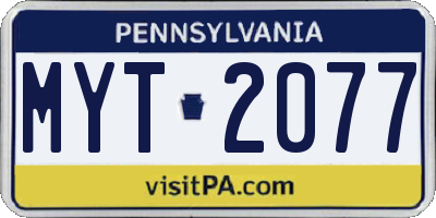 PA license plate MYT2077