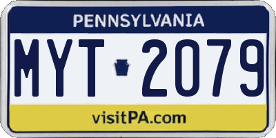 PA license plate MYT2079