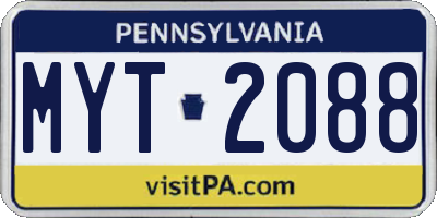 PA license plate MYT2088
