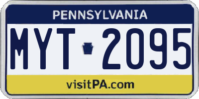 PA license plate MYT2095