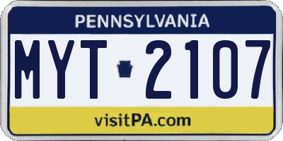 PA license plate MYT2107
