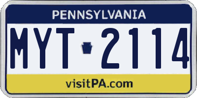 PA license plate MYT2114