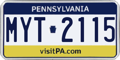 PA license plate MYT2115