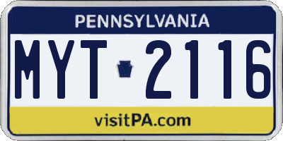PA license plate MYT2116