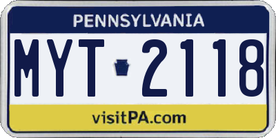 PA license plate MYT2118