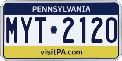 PA license plate MYT2120