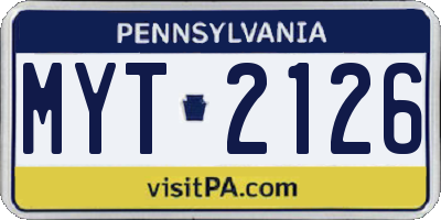 PA license plate MYT2126