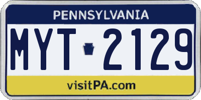 PA license plate MYT2129