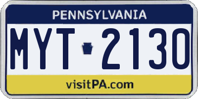 PA license plate MYT2130