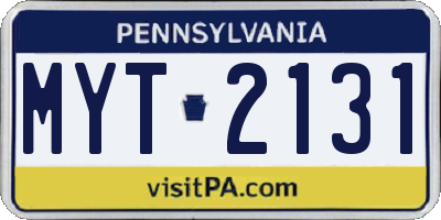 PA license plate MYT2131