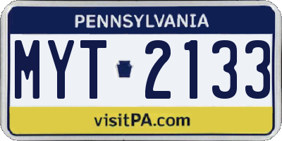 PA license plate MYT2133
