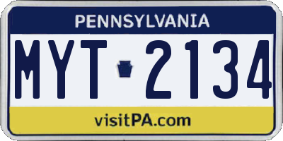 PA license plate MYT2134