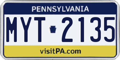 PA license plate MYT2135