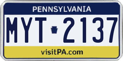 PA license plate MYT2137