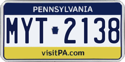 PA license plate MYT2138