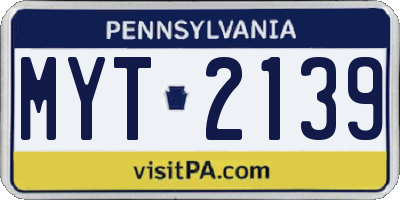 PA license plate MYT2139