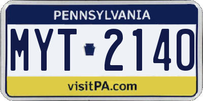 PA license plate MYT2140