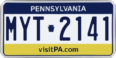 PA license plate MYT2141