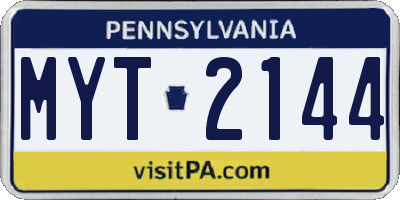 PA license plate MYT2144