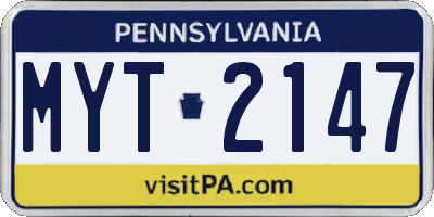 PA license plate MYT2147