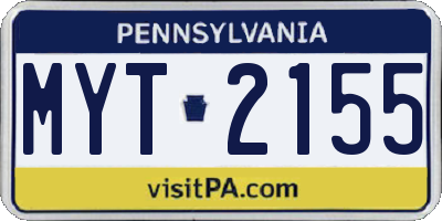 PA license plate MYT2155