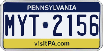 PA license plate MYT2156