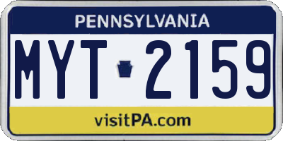 PA license plate MYT2159