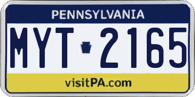 PA license plate MYT2165
