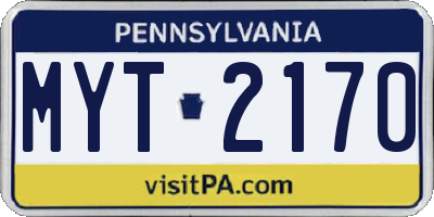 PA license plate MYT2170