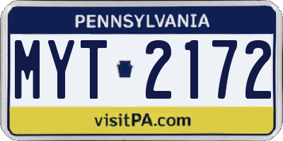 PA license plate MYT2172