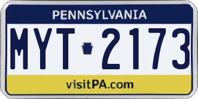 PA license plate MYT2173