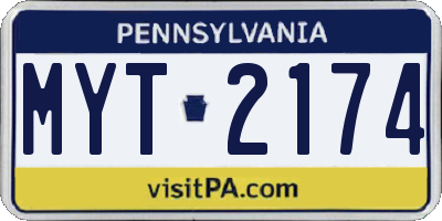 PA license plate MYT2174