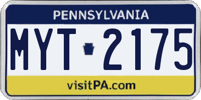 PA license plate MYT2175