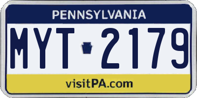 PA license plate MYT2179