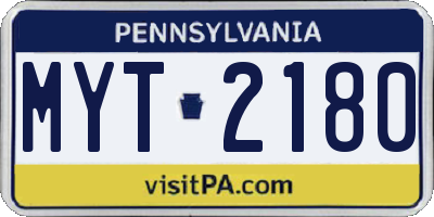 PA license plate MYT2180