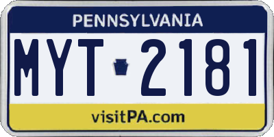 PA license plate MYT2181