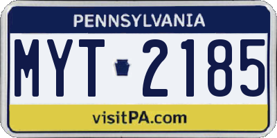 PA license plate MYT2185