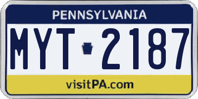 PA license plate MYT2187