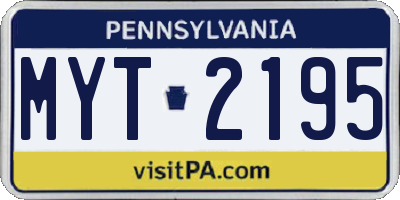 PA license plate MYT2195