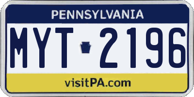 PA license plate MYT2196
