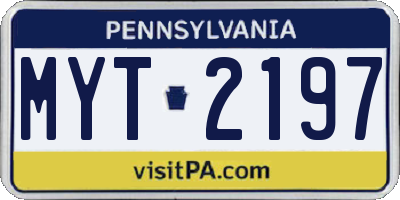 PA license plate MYT2197